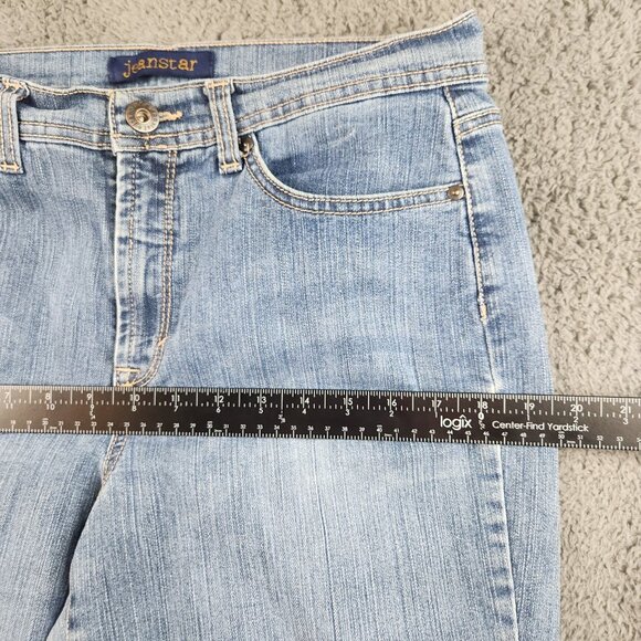 Womens Y2K High Rise Bootcut Jeans Size 12 Blue Embellished Pockets Light Stretc - Picture 5 of 11